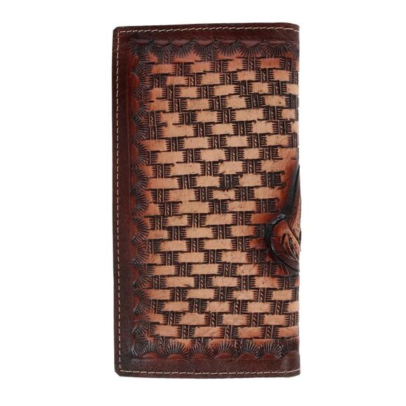 CTM Western Themed Leather Embossed Horse Checkbook Cover - Picture 3 of 3